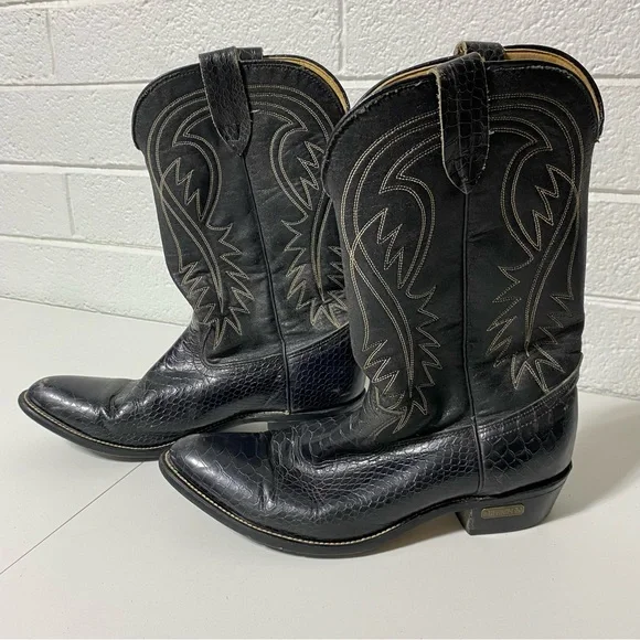 Vintage HONCHOS Made in USA COWBOY Western Boots Black Embroidered Men’s 11 D 🖤